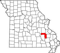 Karte von Iron County innerhalb von Missouri
