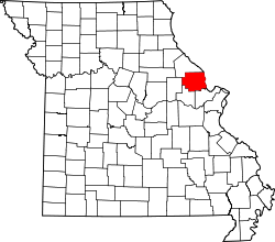 Karte von Lincoln County innerhalb von Missouri