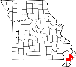 Karte von New Madrid County innerhalb von Missouri