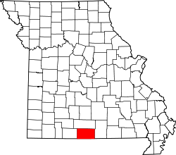 Karte von Ozark County innerhalb von Missouri