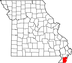 Karte von Pemiscot County innerhalb von Missouri