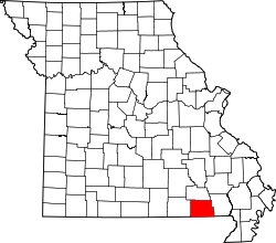 Karte von Ripley County innerhalb von Missouri