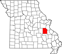 Karte von Washington County innerhalb von Missouri