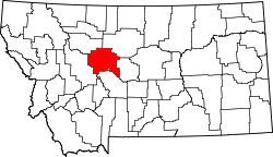 Karte von Cascade County innerhalb von Montana