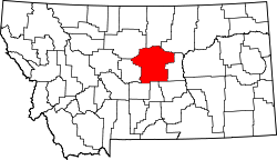 Karte von Fergus County innerhalb von Montana