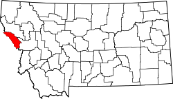 Karte von Mineral County innerhalb von Montana