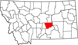 Karte von Musselshell County innerhalb von Montana