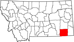 Karte von Powder River County innerhalb von Montana