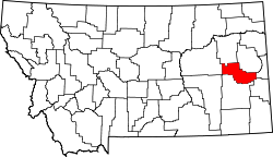 Karte von Prairie County innerhalb von Montana
