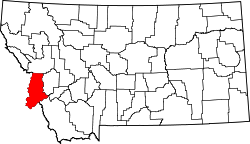 Karte von Ravalli County innerhalb von Montana