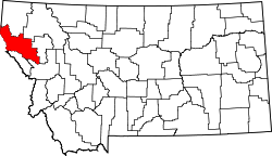 Karte von Sanders County innerhalb von Montana