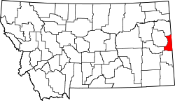 Karte von Wibaux County innerhalb von Montana