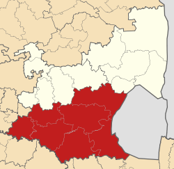 Map of Mpumalanga with Gert Sibande highlighted (2011).svg