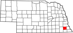 Karte von Johnson County innerhalb von Nebraska
