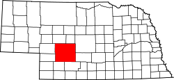 Karte von Lincoln County innerhalb von Nebraska
