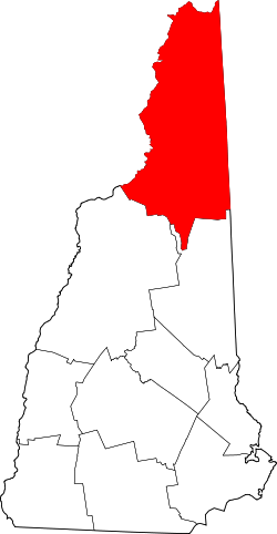 Karte von Coos County innerhalb von New Hampshire