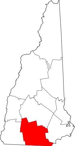 Karte von Hillsborough County innerhalb von New Hampshire