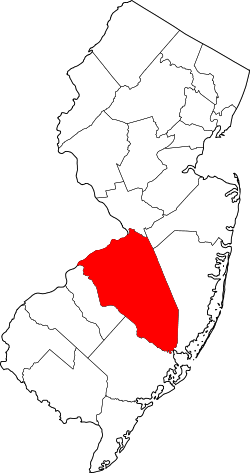 Karte von Burlington County innerhalb von New Jersey
