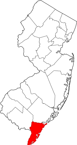Karte von Cape May County innerhalb von New Jersey