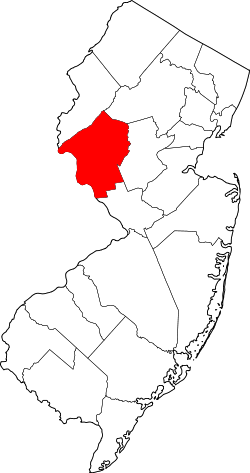 Karte von Hunterdon County innerhalb von New Jersey