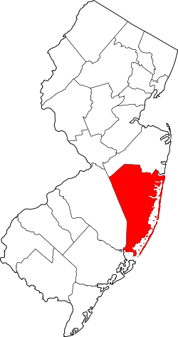 Karte von Ocean County innerhalb von New Jersey
