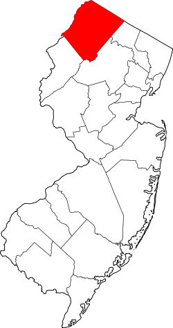 Karte von Sussex County innerhalb von New Jersey