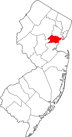 Karte von Union County innerhalb von New Jersey