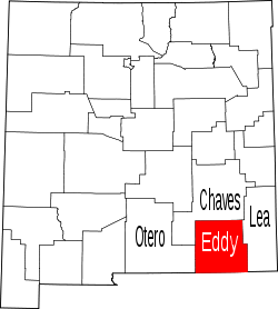 Karte von Eddy County innerhalb von New Mexico