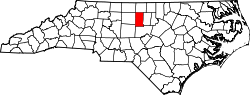 Karte von Alamance County innerhalb von North Carolina