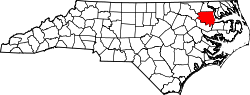 Karte von Bertie County innerhalb von North Carolina