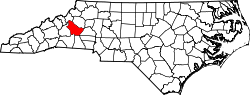 Karte von Burke County innerhalb von North Carolina
