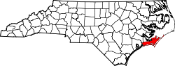 Karte von Carteret County innerhalb von North Carolina