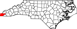Karte von Cherokee County innerhalb von North Carolina