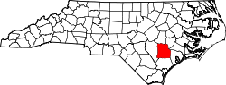 Karte von Duplin County innerhalb von North Carolina