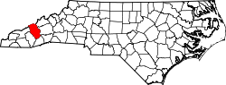 Karte von Haywood County innerhalb von North Carolina