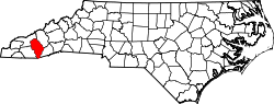 Karte von Jackson County innerhalb von North Carolina