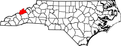 Karte von Madison County innerhalb von North Carolina