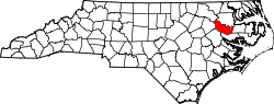 Karte von Martin County innerhalb von North Carolina