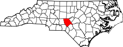 Karte von Moore County innerhalb von North Carolina
