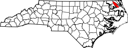 Karte von Pasquotank County innerhalb von North Carolina