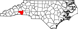 Karte von Rutherford County innerhalb von North Carolina