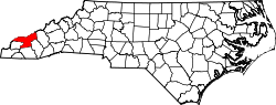 Karte von Swain County innerhalb von North Carolina