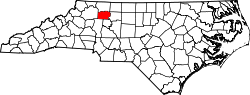 Karte von Yadkin County innerhalb von North Carolina