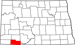 Karte von Adams County innerhalb von North Dakota