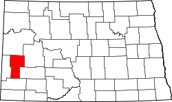 Karte von Billings County innerhalb von North Dakota