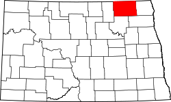 Karte von Cavalier County innerhalb von North Dakota