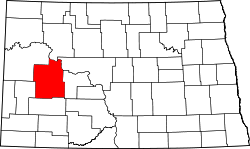 Karte von Dunn County innerhalb von North Dakota