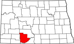 Karte von Grant County innerhalb von North Dakota