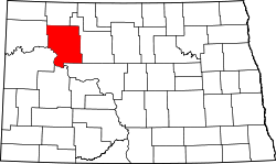 Karte von Mountrail County innerhalb von North Dakota