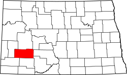 Karte von Stark County innerhalb von North Dakota
